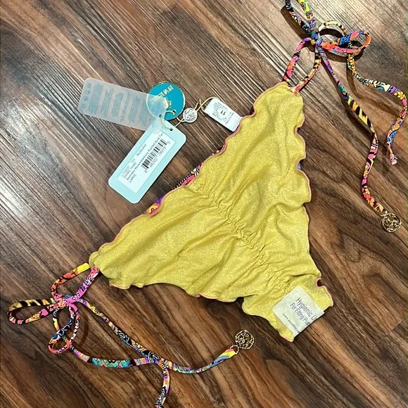 Luli Fama Shore Thing Seamless Wavy Ruched Back Side Tie Bottom - Picture 11 of 16